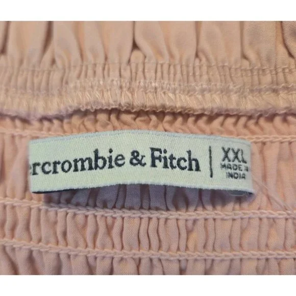 Abercrombie & Fitch Easy Maxi Smocked Dress XXL Tiered Pink Rose Quartz Boho - Picture 7 of 8